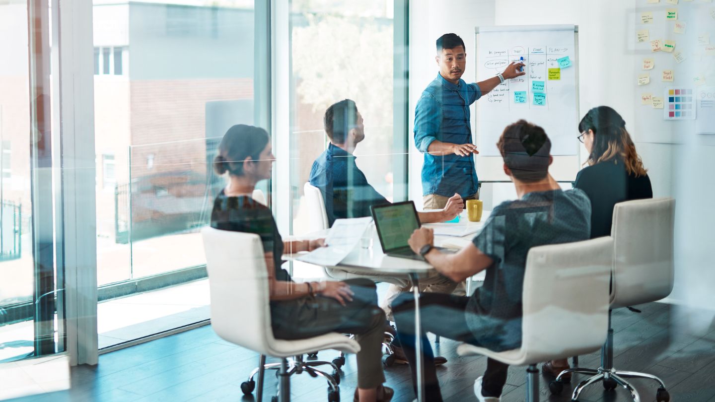 Group of people working together in an office