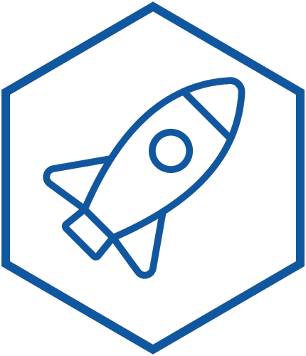 hexagon with rocket icon