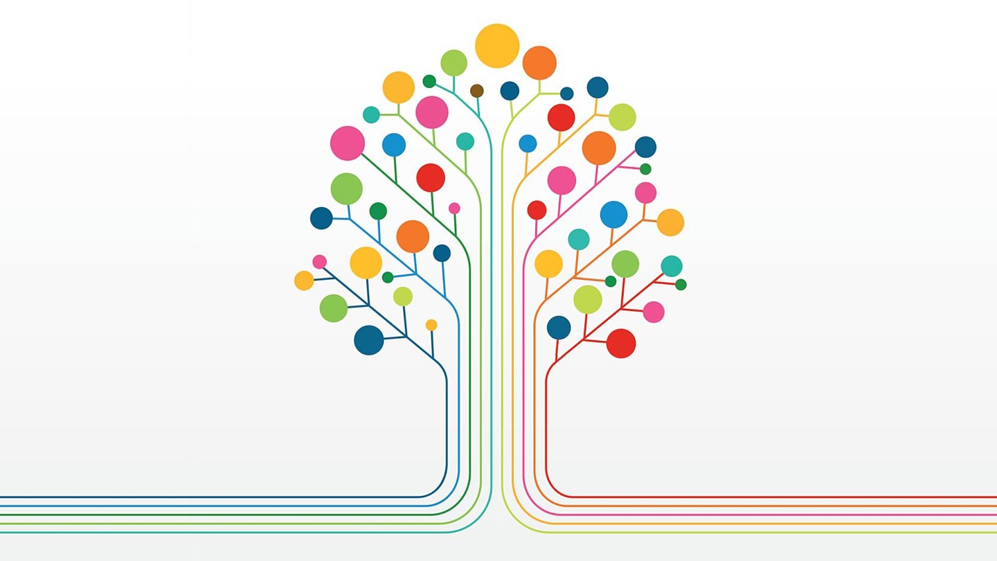 How to Get New Customers with Your App Illustrated tree with colorful fruits